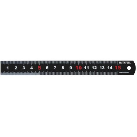 Faithfull Matte Black Stainless Steel 150mm Measuring Ruler