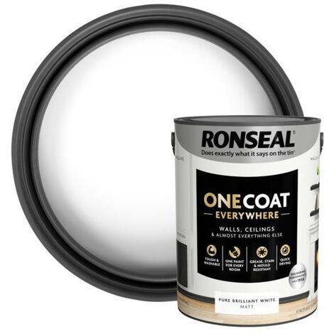 Ronseal One Coat Everywhere Interior Paint Pure Brilliant White Matt 5 litre RSLOCEBWM5L