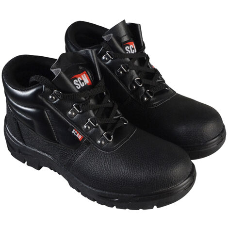 Scan JC-B917 4 D-Ring Chukka Safety Boots Black UK 4 EUR 37 SCAFWCHUK4