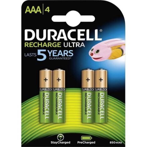 Duracell S7662 AAA Cell 900Mah Rechargeable Batteries (Pack 4) DURS7662