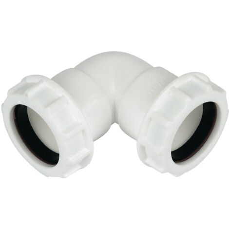 FloPlast 40mm Compression Waste 90° Bend - White Polypropylene (1/2)