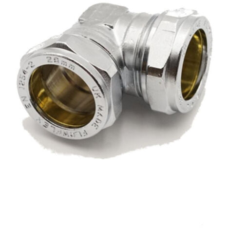 PrimaPlus Chrome Brass Compression Elbow 28mm - Pack of 5 (1/2)