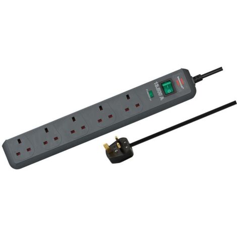 Brennenstuhl Eco-Line Extension Lead 240V 5-Gang 13A Anthracite 2m BRE1156753