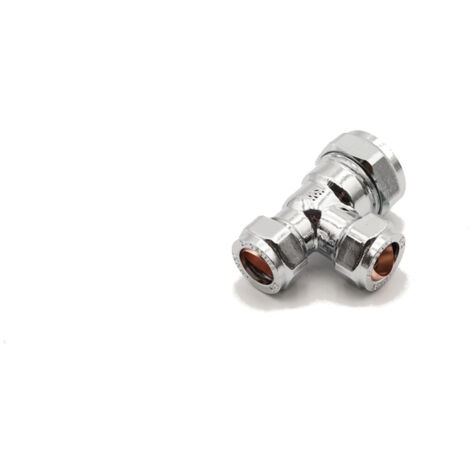 PrimaPlus Chrome Compression Tee 22x15x15mm Brass Fitting (1/2)