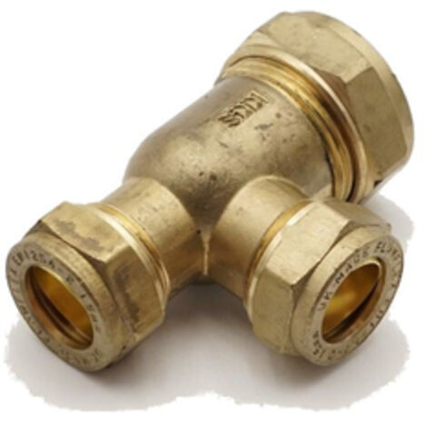 PrimaPlus Compression Tee 22x15mm Brass Fittings - Pack of 10 (1/2)