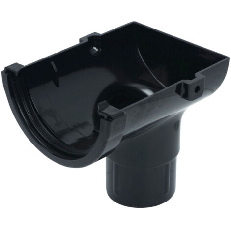 FloPlast 75mm Gutter Stopend Outlet - Black uPVC Connector (1/2)