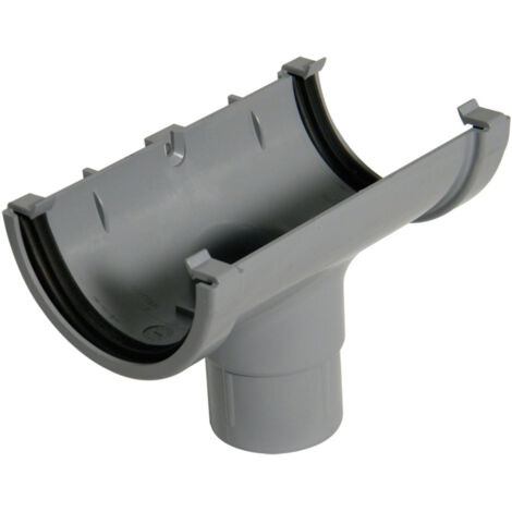FloPlast 75mm Gutter Running Outlet - Grey uPVC (1/2)