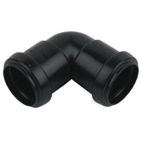 FloPlast 32mm Push Fit Waste 90 Degree Knuckle Black ABS (1/2)