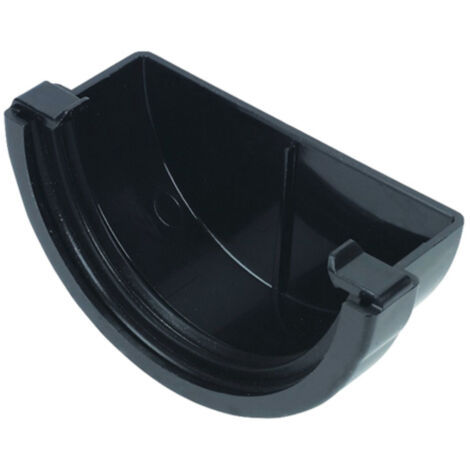 FloPlast Black 75mm Half Round Gutter Stop End - Easy Install (1/2)