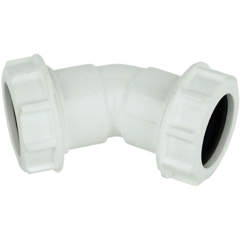 FloPlast 135° Bend 40mm Waste Pipe Connector - White Polypropylene (1/2)