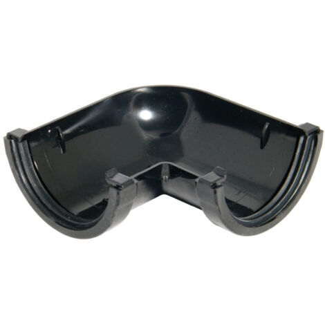 FloPlast 75mm Half Round Gutter 90° Angle - Black PVC (1/2)
