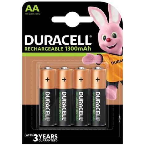 Duracell AA 1300mAh Rechargeable Batteries - Pack of 4