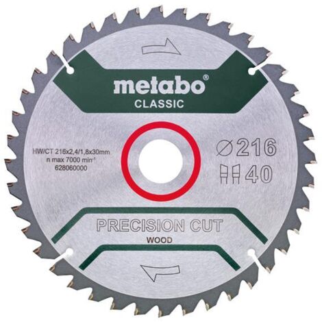 Metabo 216mm Precision Cut Wood Circular Saw Blade 40T