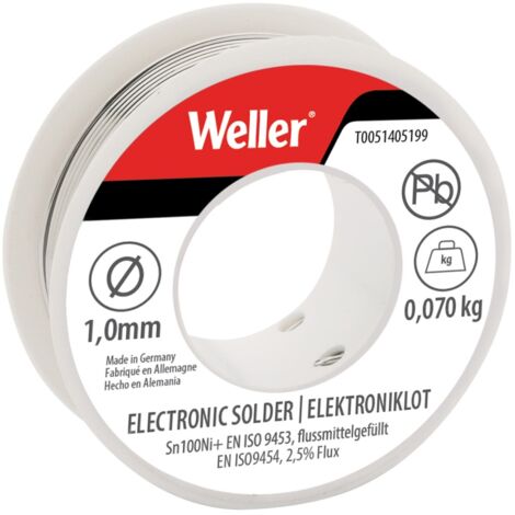 Weller T0051405199 Electronic Lead-Free Solder Sn100Ni100+ 1mm 70g WEL51405199