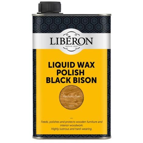 Liberon 126889 Liquid Wax Polish Black Bison Medium Oak 500ml LIBBLWMO500N