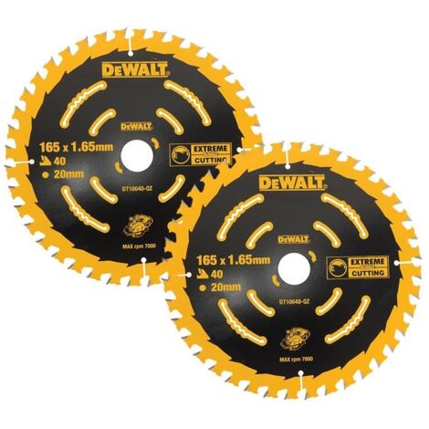 Dewalt DT10640 2 x Circular Saw Blade 165 x 20 x 40T Extreme Framing DCS391 (1/4)