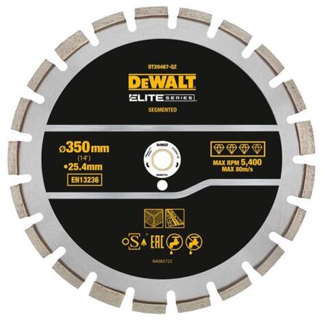 DEWALT DT20467-QZ Elite Series Asphalt Diamond Segmented Wheel 350 x 25.4mm (1/2)