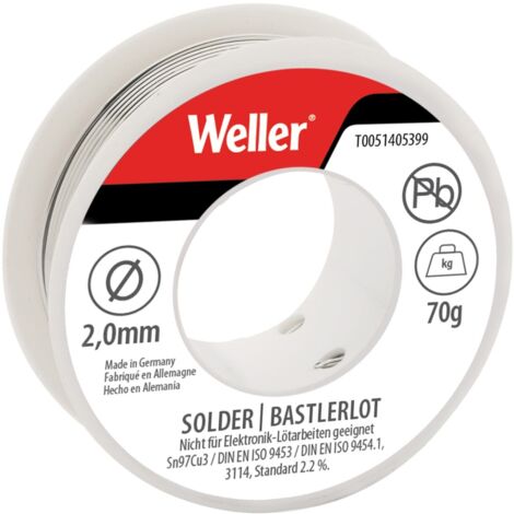 Weller T0051405399 Electronic Lead-Free Solder Sn97Cu3 2mm 70g WEL51405399