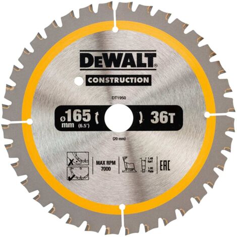 DEWALT DT1950-QZ Cordless Construction Trim Saw Blade 165 x 20mm x 36T DEWDT1950QZ
