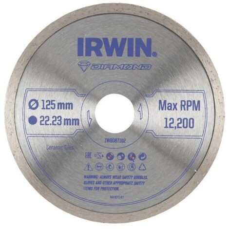 Irwin IW8087102 Continuous Rim Diamond Saw Blade 125 x 22.23mm IRWIW8087102 (1/2)