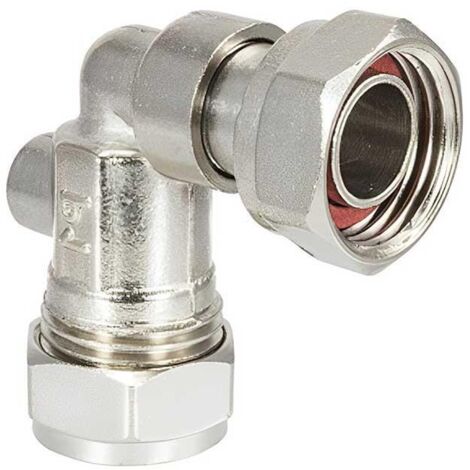 Chrome Brass Angled Service Valve 15mm x 1/2" Compression x Female Nut