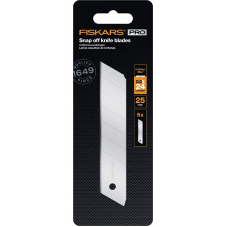 Fiskars 1027233 CarbonMax Snap-Off Knife Blade 25mm 5 Pack FSK1027233