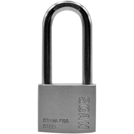 Scan ZB111-50L Stainless Steel Padlock 50mm Long Shackle SCAPLSS50LS