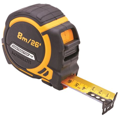 Komelon Contractors Tape Measure 8m 26ft Metric Imperial with Belt Clip (1/2)