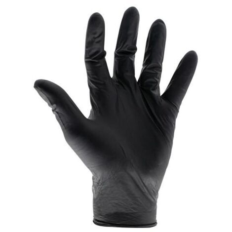 Scan Black Heavy-Duty Nitrile Disposable Gloves Medium Box of 100 SCAGLODNHDM (1/3)