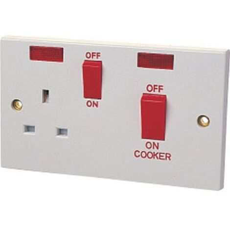 Dencon 45A Double Pole Switch & 13A Socket - White (1/2)