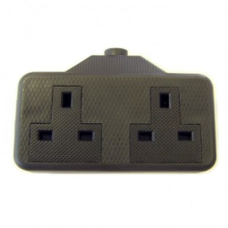 Dencon 13A 2-Gang Black Trailing Socket for Home/Office (1/2)