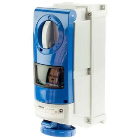 Gewiss 32A 2P+E 230V Interlocked Switched Socket with RCD Compartment IP66