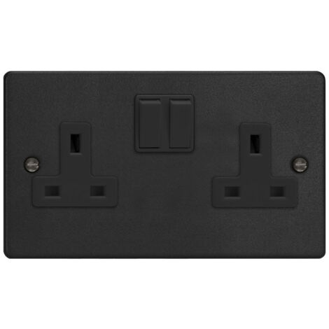 Varilight 2-Gang 13A Double Pole Switched Socket Matt Black
