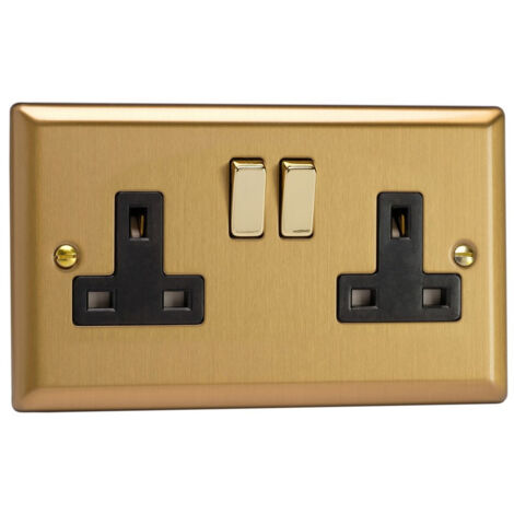 Varilight 2-Gang 13A Double Pole Switched Socket Black