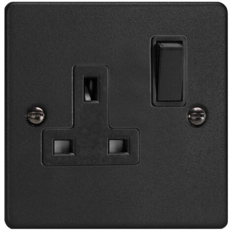 Varilight 1-Gang 13A Double Pole Switched Socket Matt Black