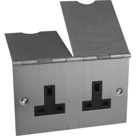 Varilight 2-Gang 13A Recessed Floor Socket in Black