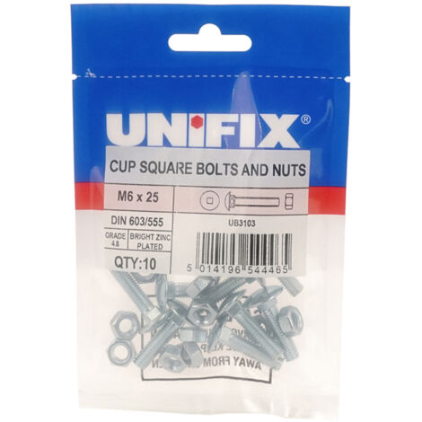 Unifix Grade 4.8 Cup Square Hex Bolts M12 x 150 - (1/2)