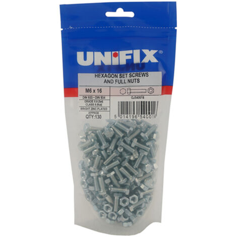 Unifix Hex Setscrews & Full Nuts M12 x 100 (1/2)