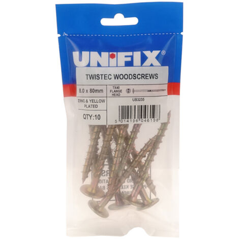 Unifix Twistec Woodscrews Flange Head Zyp Tx40 8.0 x 160mm - Box of 30