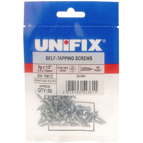 Unifix Self-Tapping Screws Pozi Pan Head AB DIN 7981C BZP 10G x 1 (1/2)