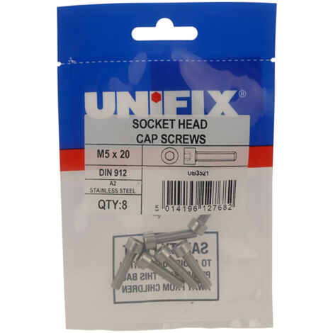 Unifix A2-70 St/St Socket Head Cap Screws M5 x 20 - Box of 40 (1/2)