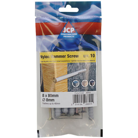 Jcp Fixings Nylon Hammer Screws Zyp - 6 x 40mm - Box of 100 (1/2)