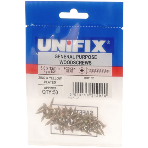 Unifix Chippy Woodscrews 5.0 x 50mm - Bag of 25 - Box of 125