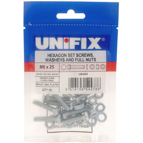 Unifix Grade 8.8 Hex Set M8 x 25 - Box of 40 (1/2)