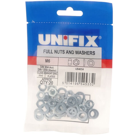 Unifix Class 8 Full Nuts & Washers M12 - Box of 40 (1/2)