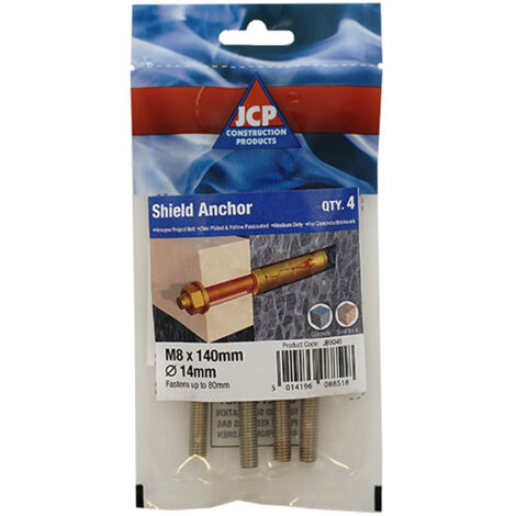 Jcp Fixings Shield Anchors Projecting Bolt Zyp M12 x 50mm