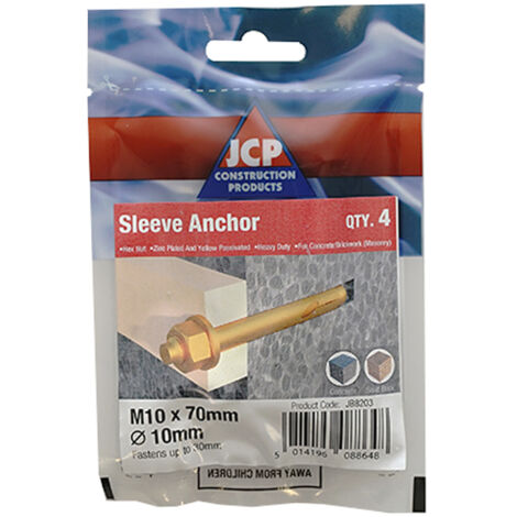 Jcp Fixings Sleeve Anchors Hexagon Nut ZYP 10mm/M8 x 100 (1/2)