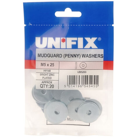 Unifix Mudguard (Penny) Washers M8 x 25 x 1.5 - Box of 100 (1/2)