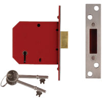 Union 2101 5 Lever Mortice Deadlock Satin Brass Finish 77.5Mm 3In Visi
