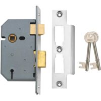 UNION J2277-SC-3.00 2277 3 Lever Mortice Sashlock Satin Chrome 77.5mm 3in Box UNNJ2277SC30